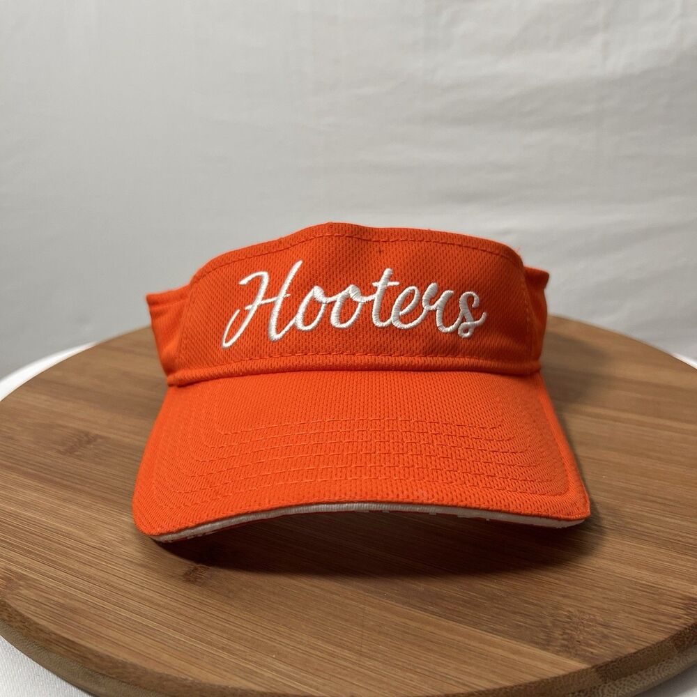 Hooters Orange Mesh Visor Hat Adjustable Adult Size Logo Embroidered Retro Cap